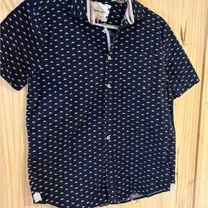 Navy Blue Short Sleeve Button-Up Shirt